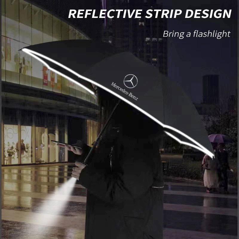 Car Led Light Automatic Folding Windproof Sunshade Umbrella For Mercedes Benz A B C E S V R-Class A45 C43 CLA GLA GLB GLC SLK SL