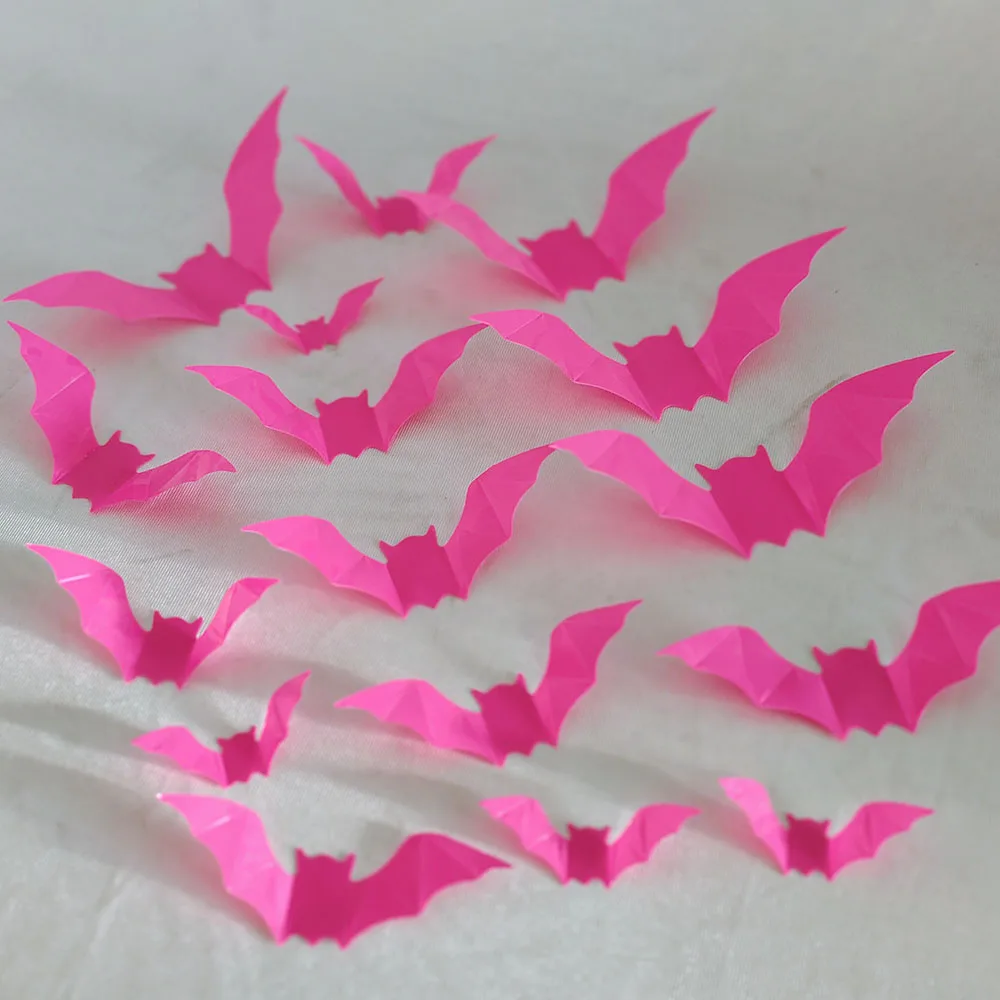 3D Stickers 3D Wall Stickers 48pcs(3packs) Black Rose Red Bat