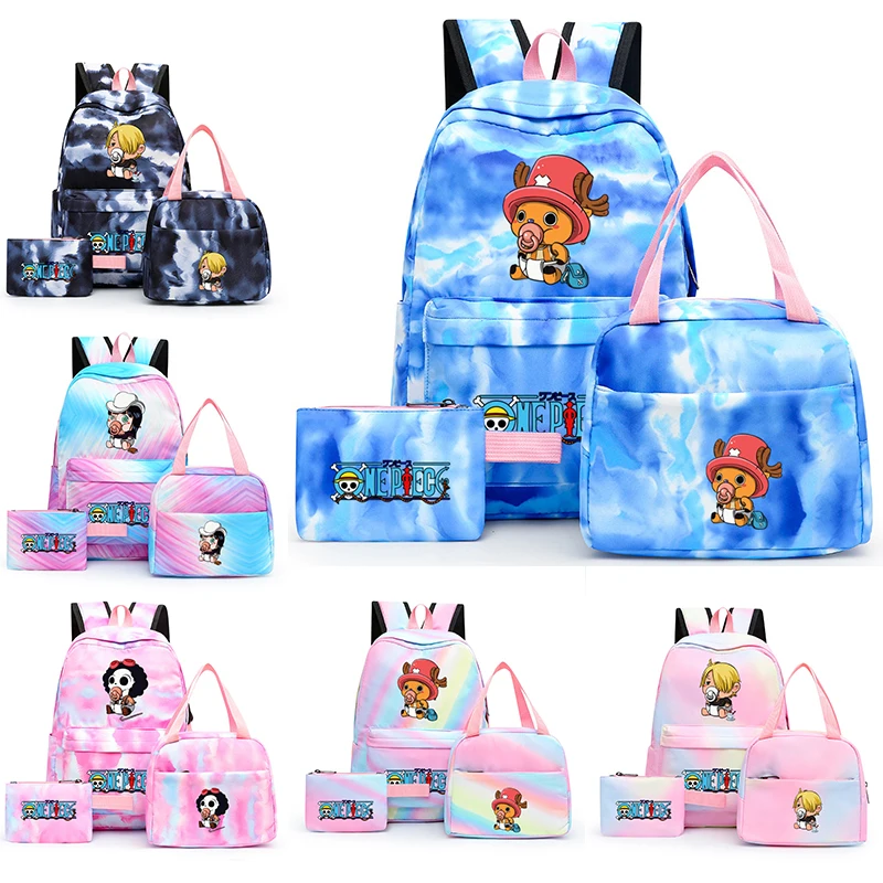 

3Pcs/set Anime One Piece School Backpack with Lunch Bags Pencil Box Student Kawaii Back To School Backpack for Girl Children