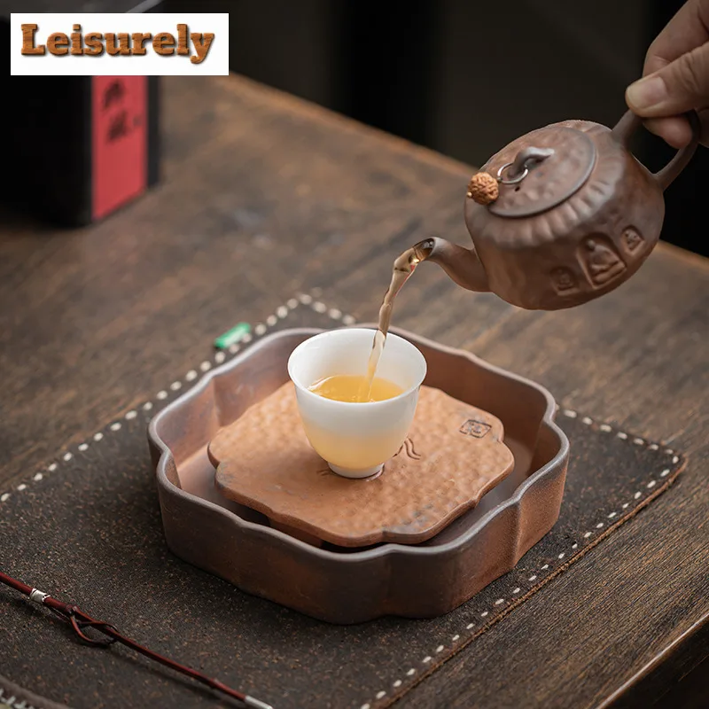 Old Rock Mud Auspicious Cloud Pot Bearing Holder Teacup Support Water Storage Dry Soaking Table Tea Tray Coasters  Accessories