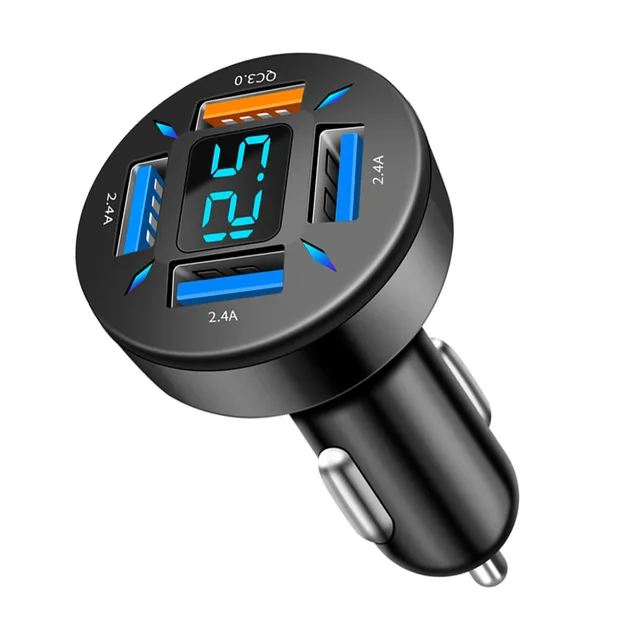Car Charger Quick Charge Cigarette Lighter Adapter 4 Port USB A USB C Fast Charging for iPhone Xiaomi