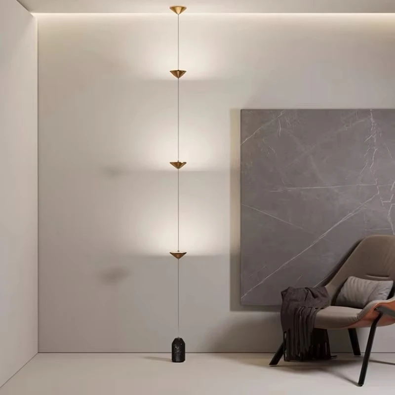 Modern Living Room Hallway Wall Floor Lamp Cone Design Art Decorative Iron Hanging Cable Floor Lamp for Bedroom Indoor LED