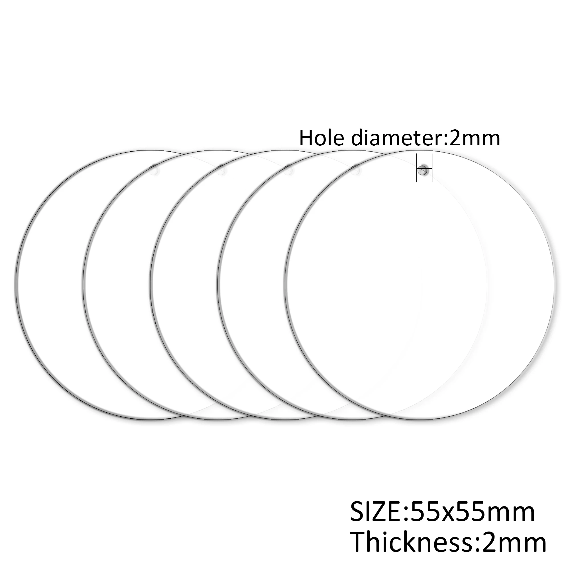 Disque acrylique transparent avec trou pour bricolage, coeur, os