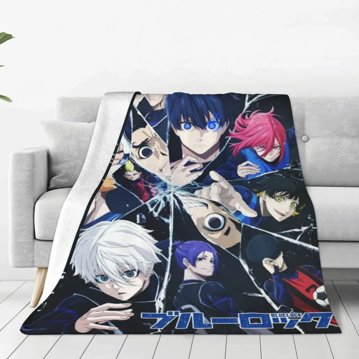 

Blue Lock Anime Plaid Blanket Fleece All Season Cartoon Lightweight Thin Throw Blankets for Bedding Car Bedspreads