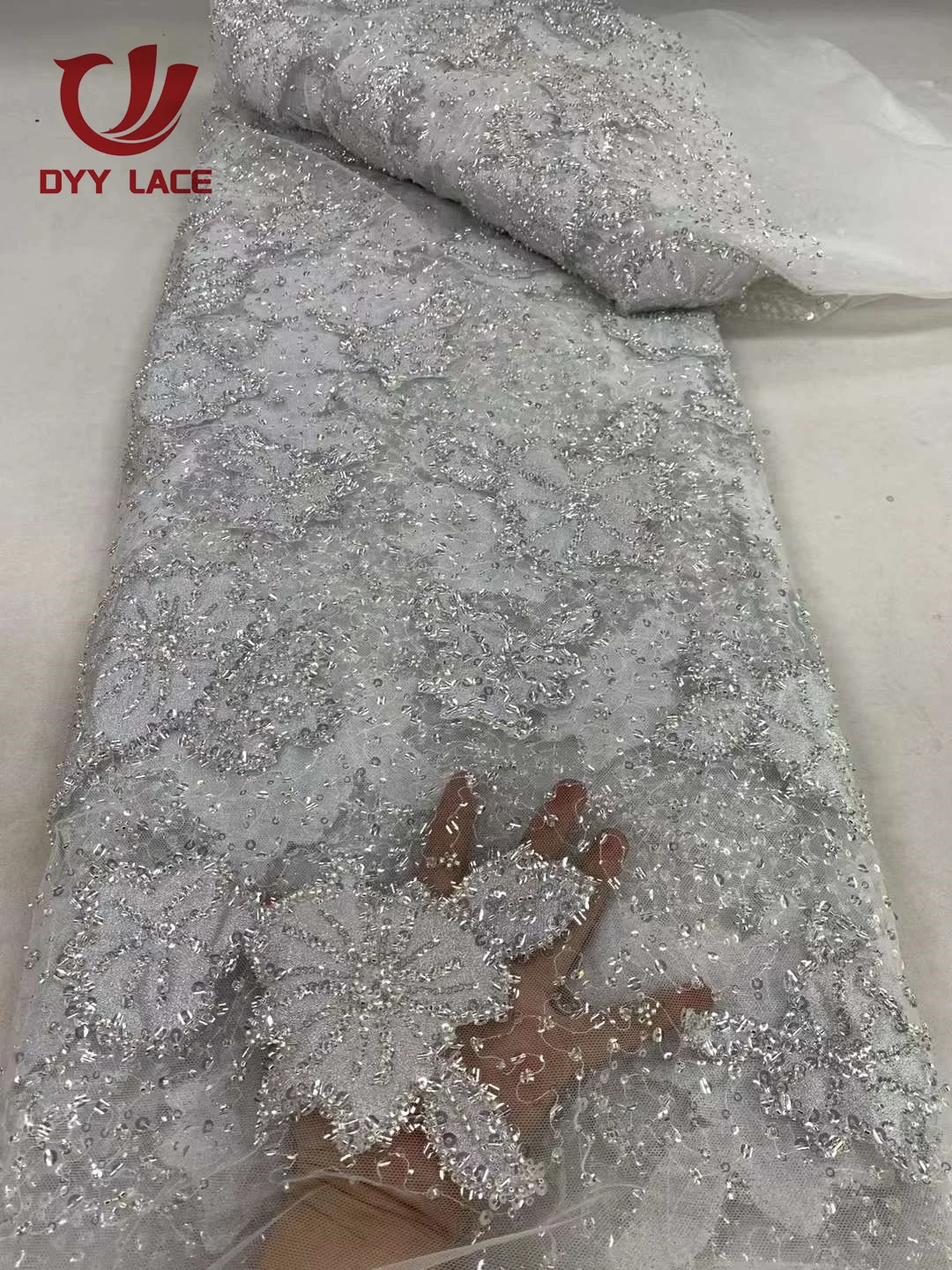 

Hot Sale African Sequins Lace Fabric High Quality Tulle Lace French Nigerian Groom Net Lace Fabric For Sewing Wedding Dress