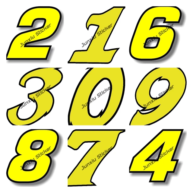 Creative Stickers Yellow/Black Numbers 0123456789 Vinyl Decals Sticker for  Cars Motorcycle Helmet Windshield Large Number Words - AliExpress