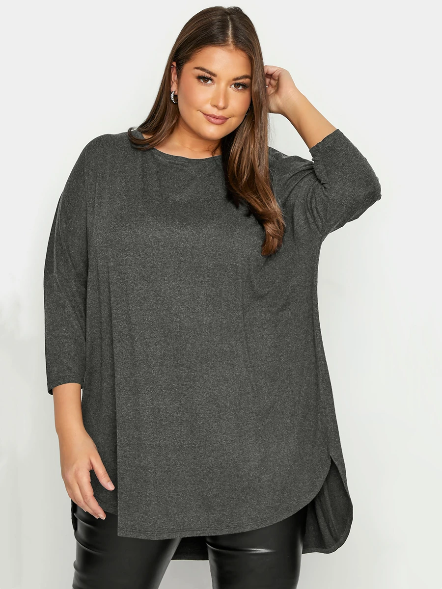 Plus Size Loose Bawing Sleeve Elegant Summer Cape Blouse Women 3/4 Sleeve  Loose Casual Office