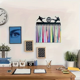 Premium Wall-Mounted Black Steel Medal Display