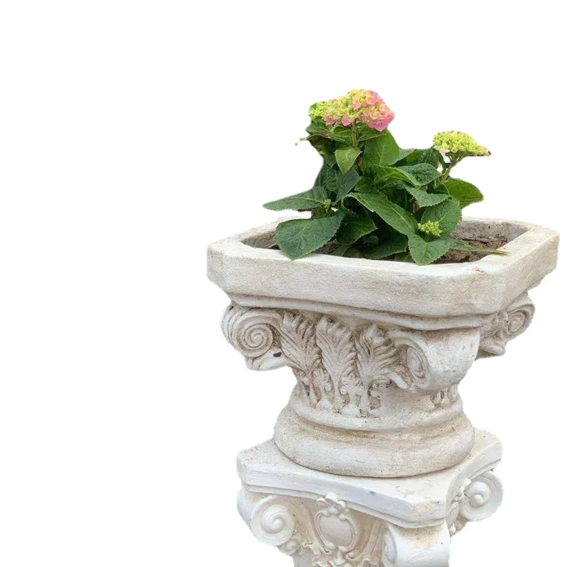 

Zc Roman Column Flowerpot Vintage Garden Villa Doorway Living Room Courtyard Landscaping