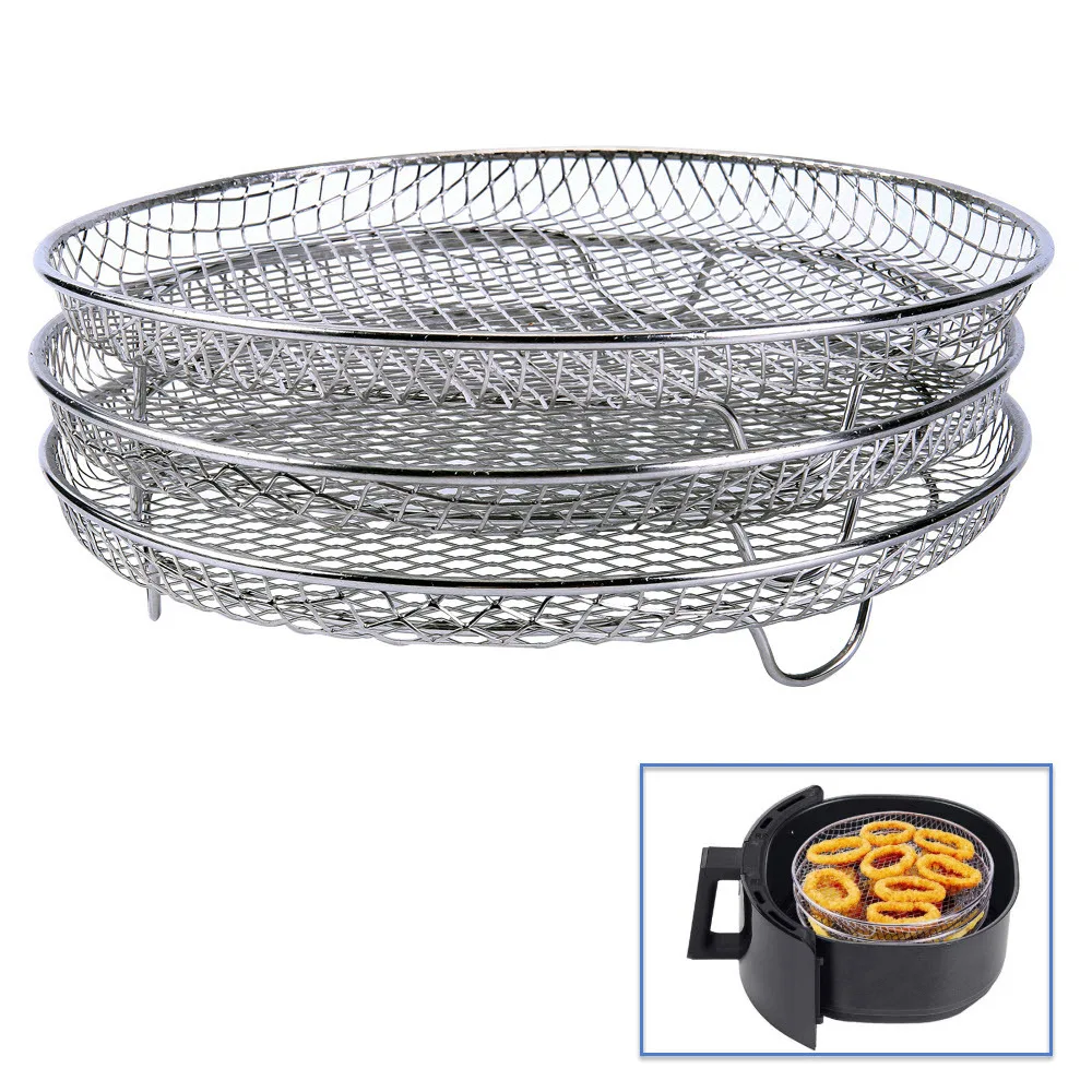 1/3/5 Layers Dehydrator Rack Air Fryer Cooker Rack Stainless Steel Stand Accessories Compatible with Ninja Foodi Grill