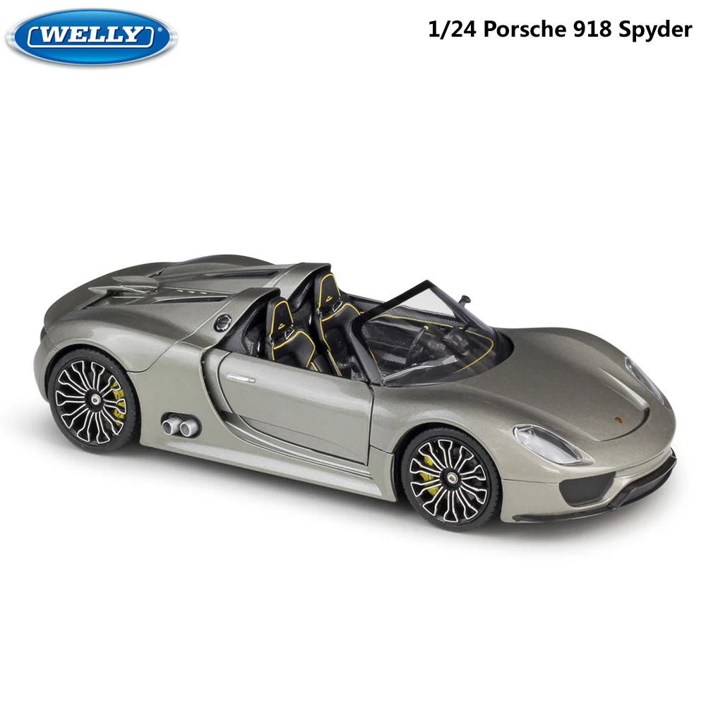 Wellyダイキャストモデルカー1:24スケールポルシェ918  spyderレーシングカー金属合金おもちゃの車のスポーツカーのための子供のギフトコレクション