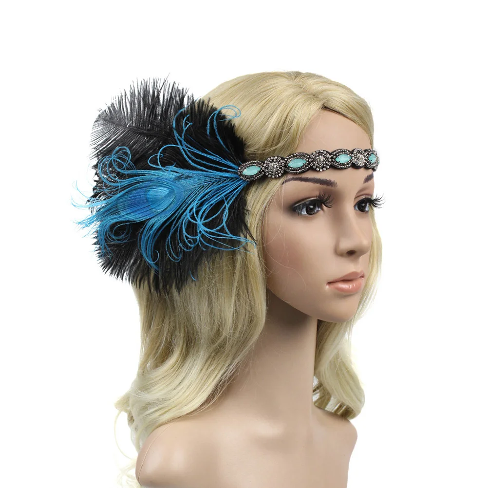 

Hair Ties For Women's Hair Facinator Headband Rhinestone Elastic Headband Wedding Headdress Great Gatsby Headpiece