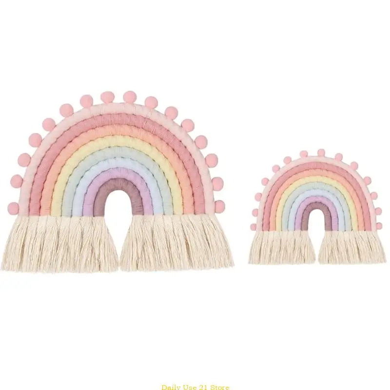

Rainbow Macrame Wall Hanging for Kids Room and Home Decor Wedding Vase Ornament
