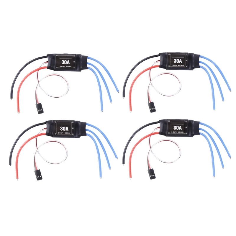 

4 шт. 2-4S 30A RC бесщеточный ESC Электрический контроллер скорости 5 в 2 а для 2-4S Lipo батареи DIY Мультикоптер Квадрокоптер прочный