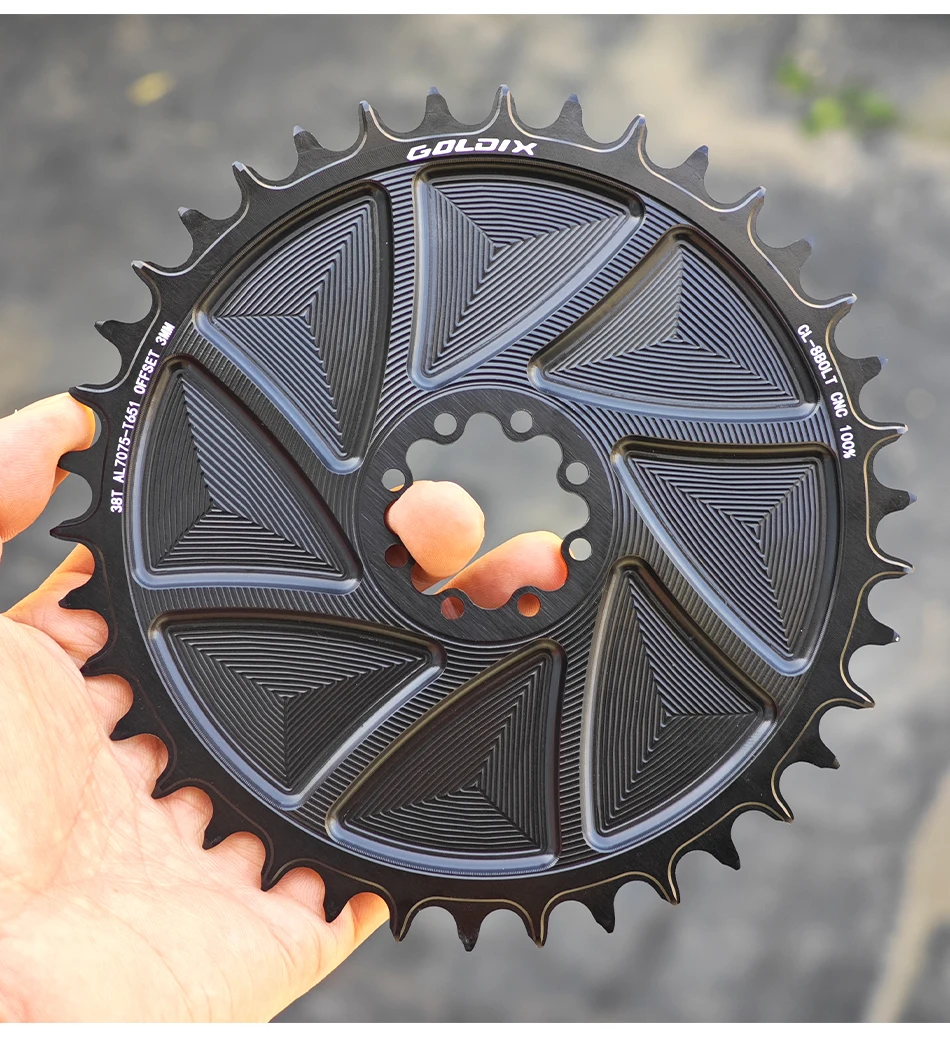 GOLDIX 8-Bolzen-Fahrradkettenblatt, breite und schmale Zähne, AERO-Kettenblatt, CNC-Hohlschneidbearbeitung für SRAM 8-Bolzen-Kurbelgarnitur – Detail 14