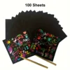 100Pcs Dazzling Scratch Pintura Pai Filho Brinquedos Interativos Note Cards Handmade 5