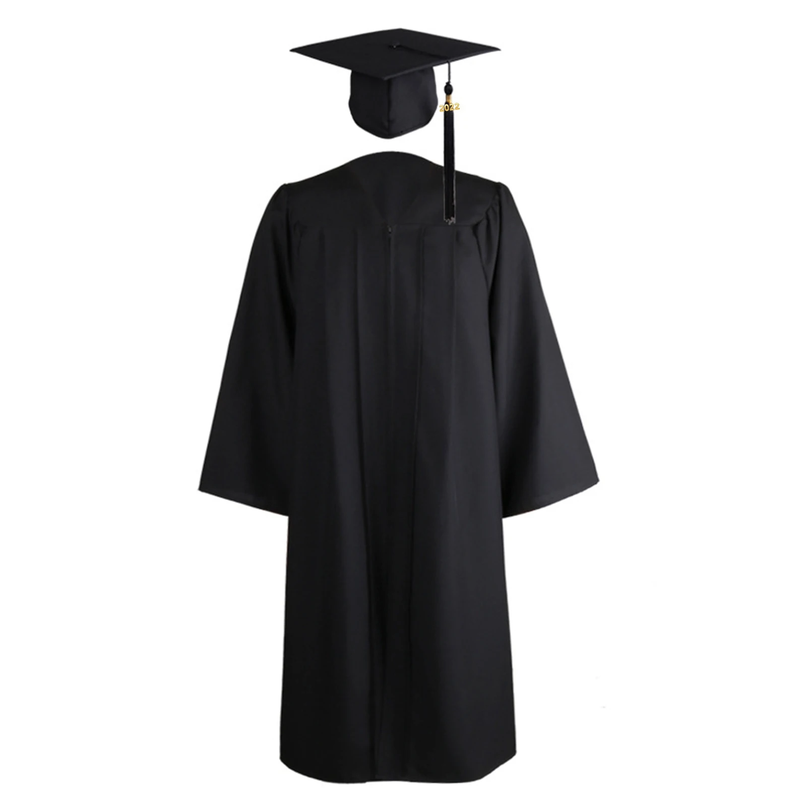 Adult Zip Closure University Academic Graduation Gown Robe Mortarboard Cap