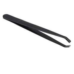Premium Stainless Steel Slant Tip Eyebrow Tweezers (Black)