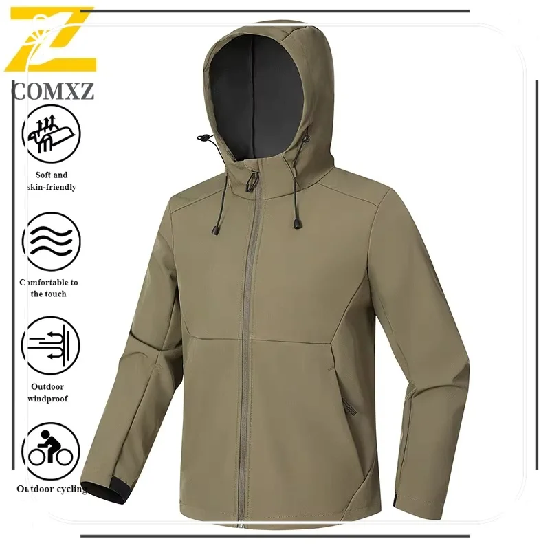 COMXZ Windbreaker Mountain Tech Softshell Waterproof Hooded Outdoor Coat for Hiking Camping Fishing Unisex Urban Outdoor 2025