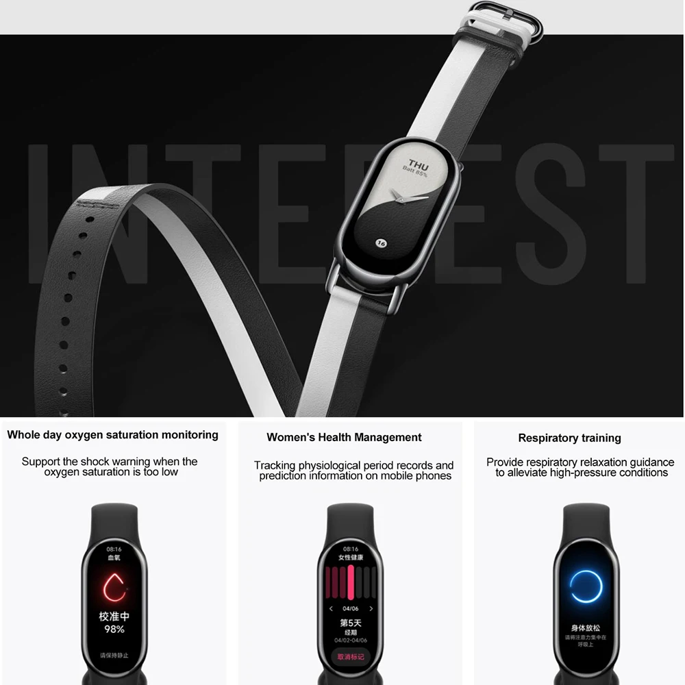Xiaomi mi band 8 smart armband 7 farbe amoled bildschirm bluetooth 5,1 bluts auer stoff fitness traker 150 sport modi