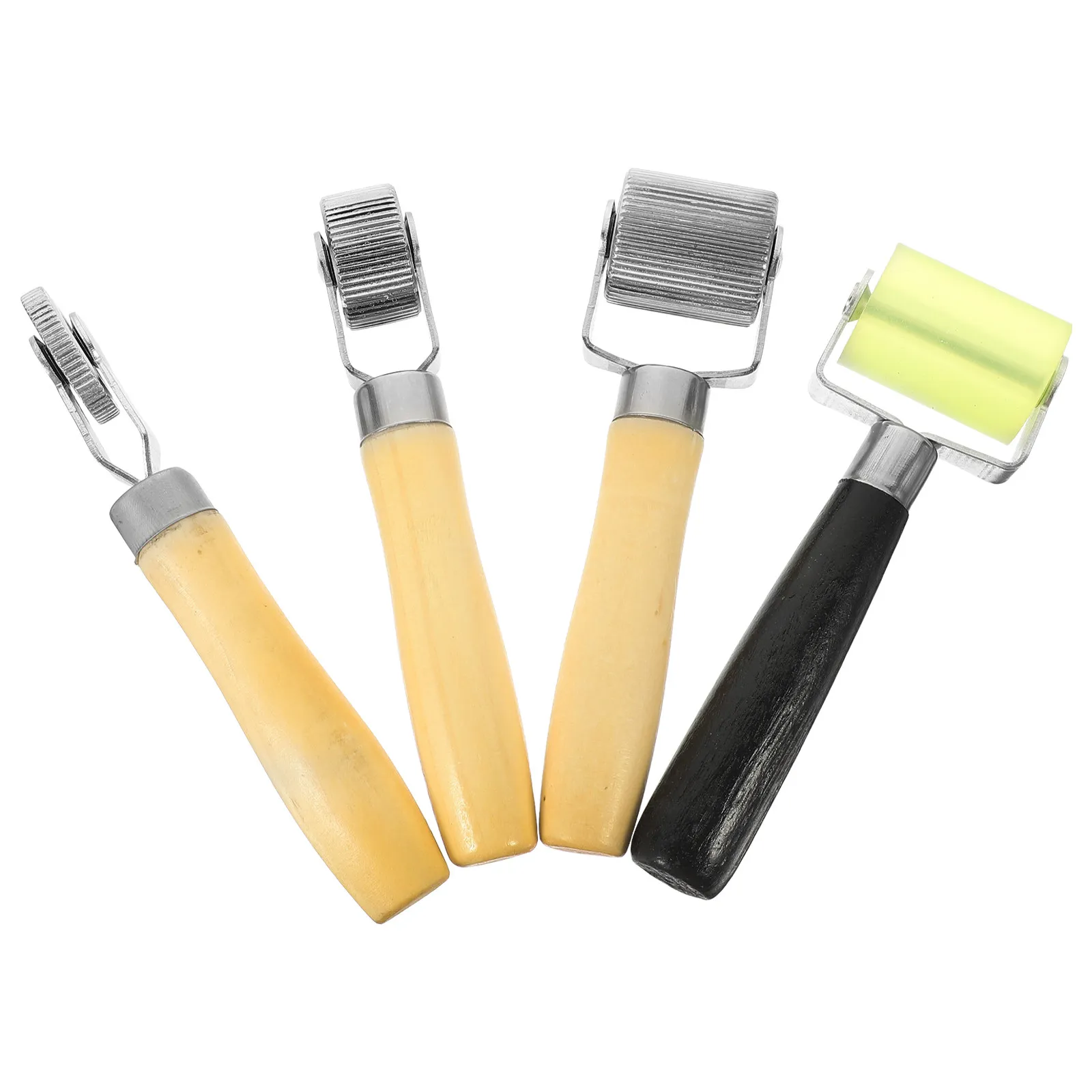 4Pcs 자동차 소음 감소 롤러 타이어 수리 도구 인체 공학적 나무 손잡이 금속 롤러 내구성 자동 소음 감소기 부드러운 롤링
