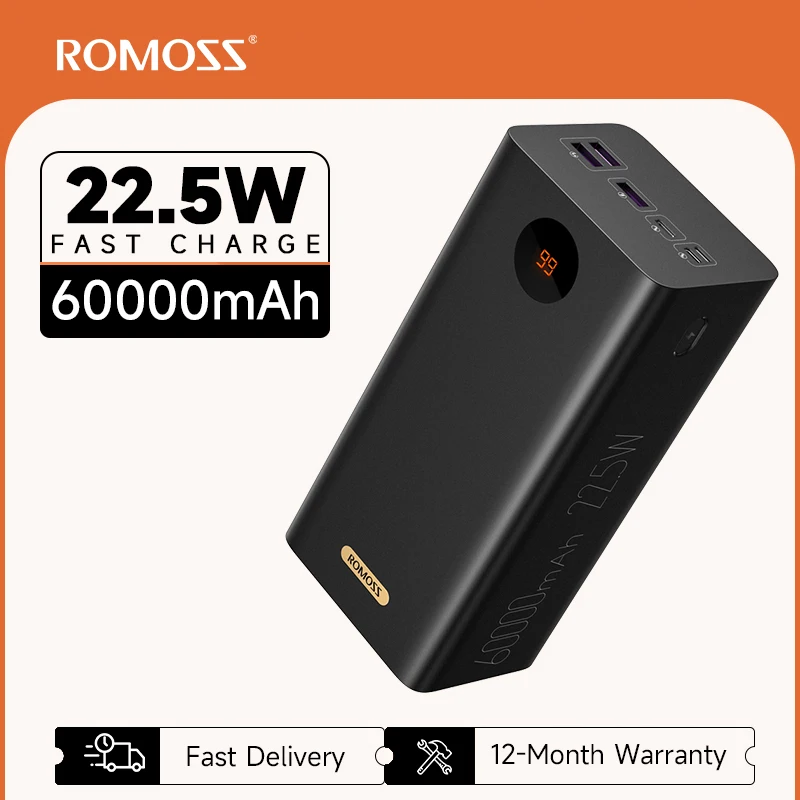 ROMOSS PEA60 Powerful Power Bank 60000mAh 22.5W z EU za $52.61 / ~230zł