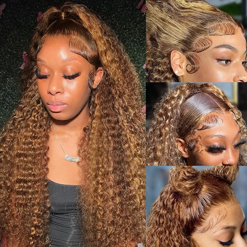 13x6 Lace Front Wig Human Hair Brazilian Curly Wigs For Women Deep Water Wave HD Lace Wig Transparent Colored Hair