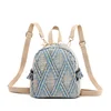 New Women Straw Backpack Rucksack Geometric Tassel Travel Bag Korean Version Girls Student Bags Casual Zipper Softback Backpack 5