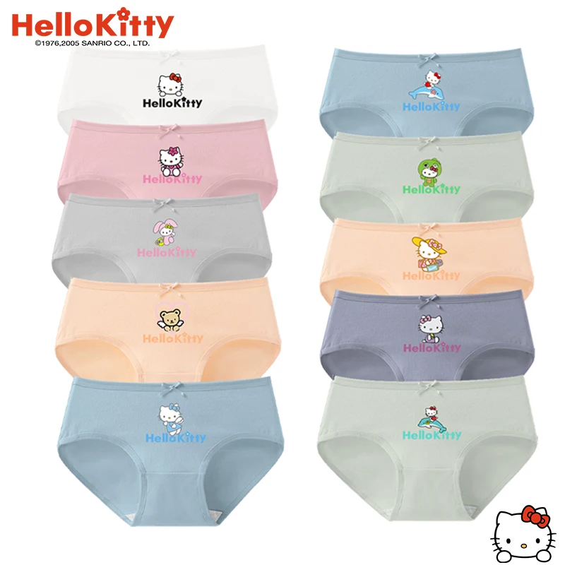 

Hello Kitty Anime Cartoon Women Cute Panties Antibiosis Breathable Cotton Crotch Traceless Middle Waist Large Briefs Wholesale