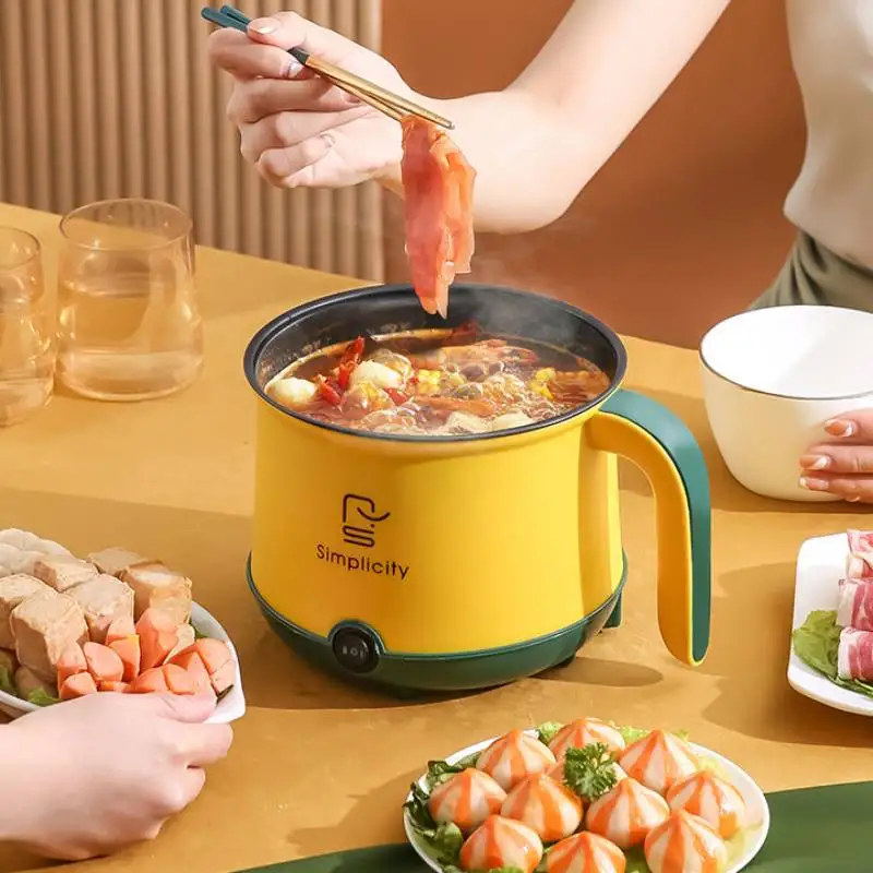 Hot Pot Electric 110V US Nonstick Cooking Pot Multifunctional Fast Cooking Mini Pot for Steak Ramen Dumpling 1-2 People Cooking 2