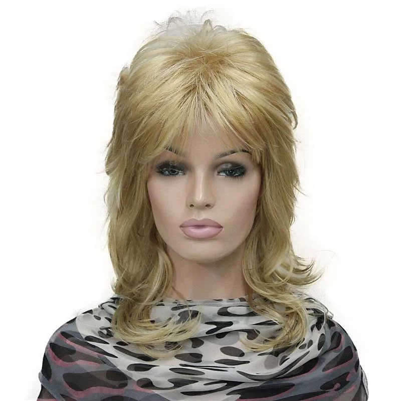 

Blonde Highlighted Long Soft Layered Cut Wigs Heat Resistant Fiber Synthetic Hair Costume Wig for Women