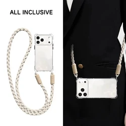 Versatile Crossbody Phone Case with Lanyard and Necklace Strap - iPhone 18 Pro (White - CS)