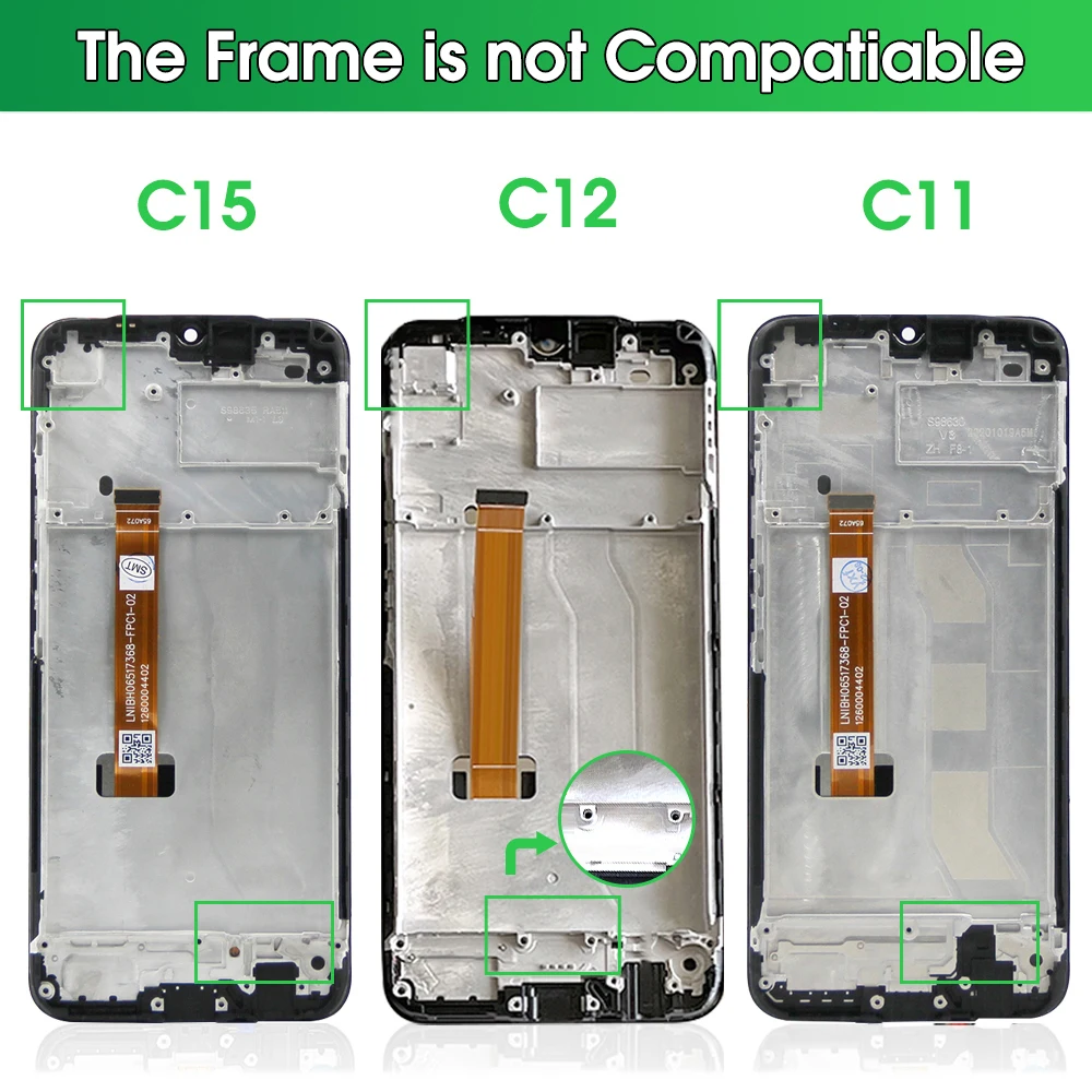 LCD 디스플레이 디지털 터치 스크린 교체, 프레임 포함, Oppo Realme C12 C15 RMX2189 RMX2180, C11 2020 RMX2185