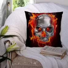 

Custom Skull Fire Pillowcase Polyester Linen Velvet Printed Zip Decor Pillow Case Car 22119-52