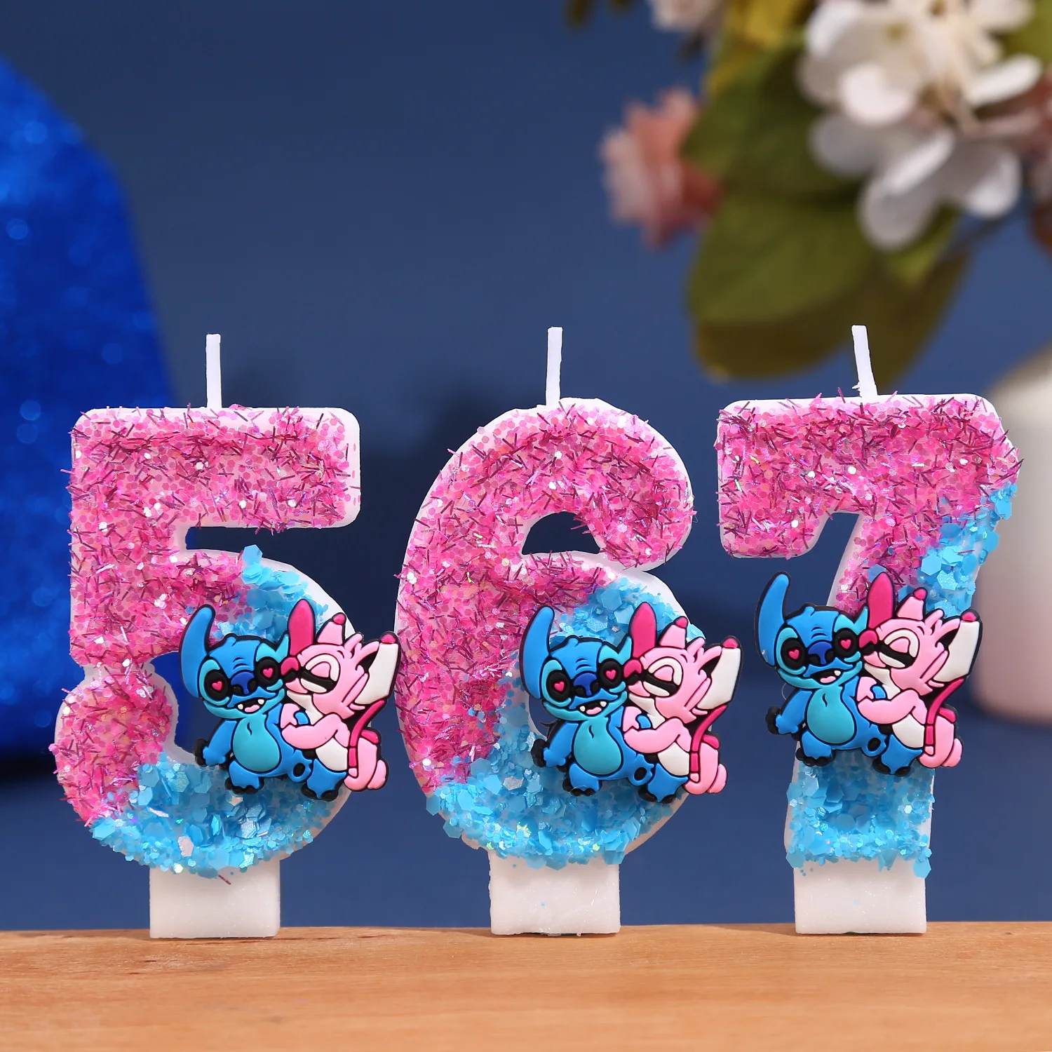 Bougies Chiffres Anniversaire Stitch et Angel - Scintillantes