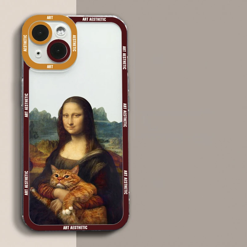 thumbnail image 1 of Great Art Aesthetic David Mona Lisa Clear Phone Case For iPhone 15 14 13 12 11 Pro Max Mini XS X XR SE 2020 7 8 Plus Soft Cover, 1 of 5