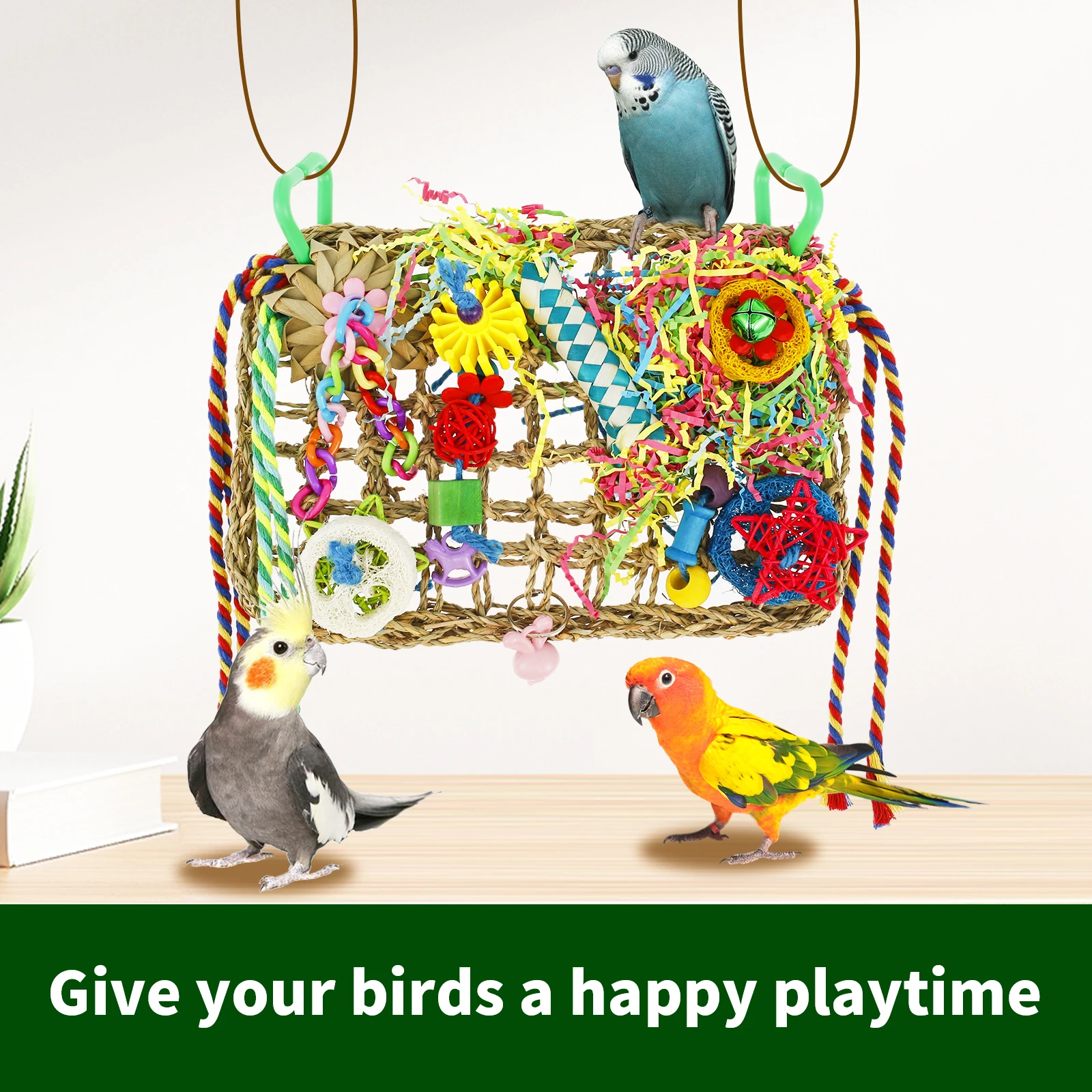 Bird Toys Handmade Bird Foraging Toys Fun Parakeet Toys Portable Parakeet Foraging Toy Parrot Chewing Toy Bird Parrot Toy 1x7.9 5