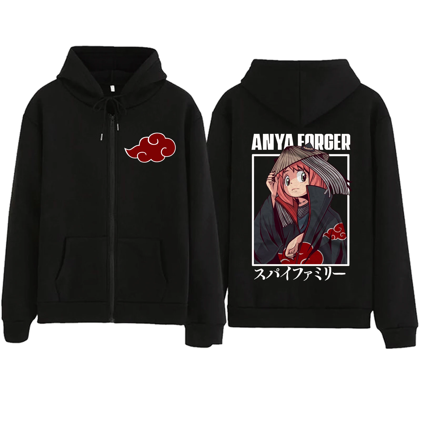 

Anime Spy X Family Anya Forge Zipper Hoodie Man Woman Harajuku Pullover Tops Sweatshirt Streetwear Fans Gift