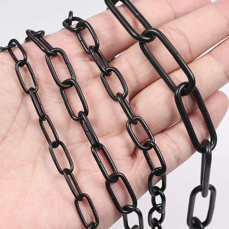 1PCS 1/5/10 Meter Long Black Color Chain Decorative Wire Dia 1.5MM 2MM 3MM  Wire Metal Iron Round Oval Shape Hanging Link Chains - AliExpress