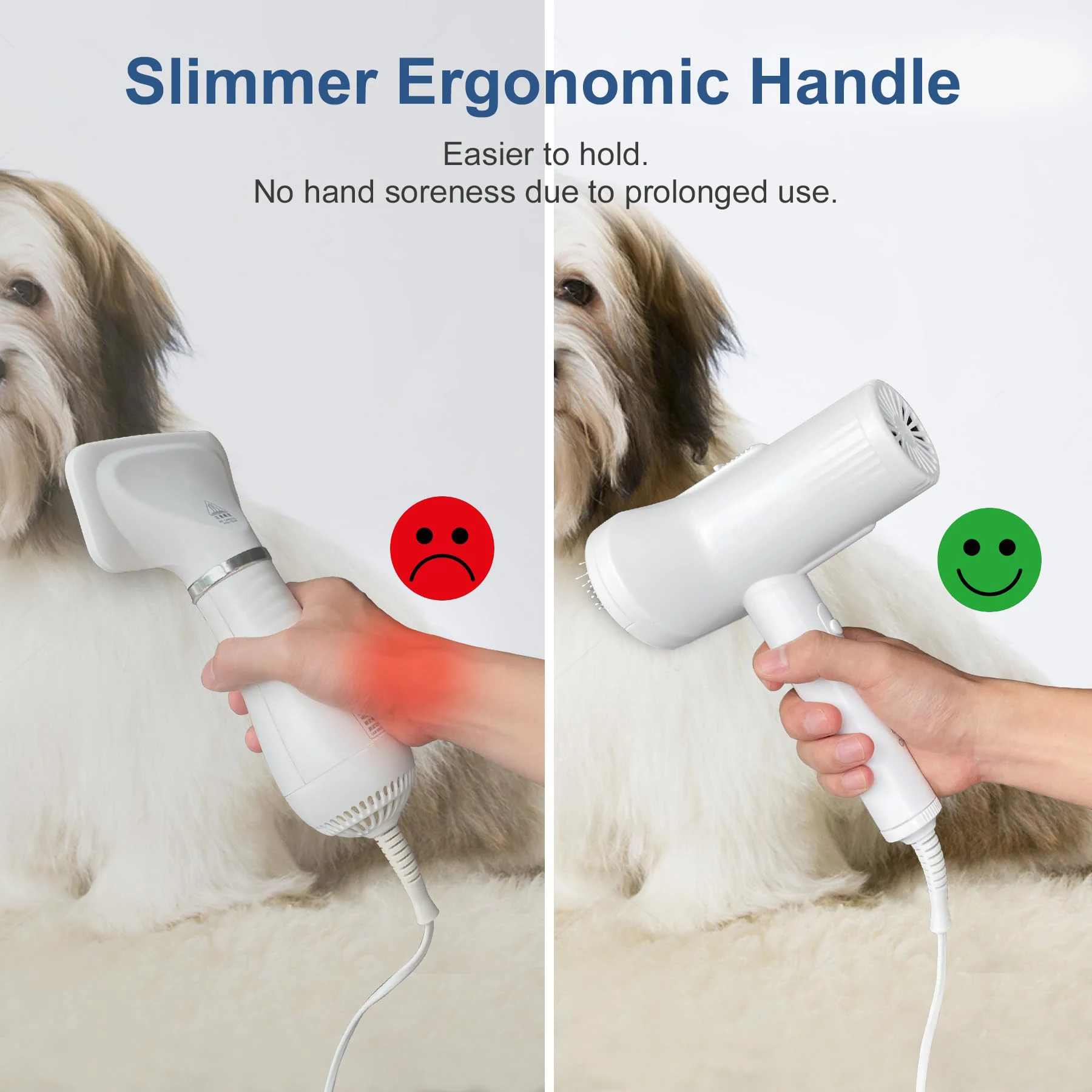 2-in-1 Dog Dryer and Brush-Pet Grooming Dryer with Overheating Protection 3 Blowing Modes Slimmer Handle Low Noise for Dog Cat pet hair dryer