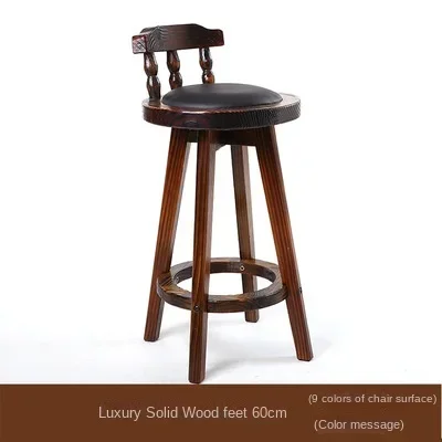 Bar Stool Solid Wood Bar Chair Backrest American Front Desk Chair Retro High Stool