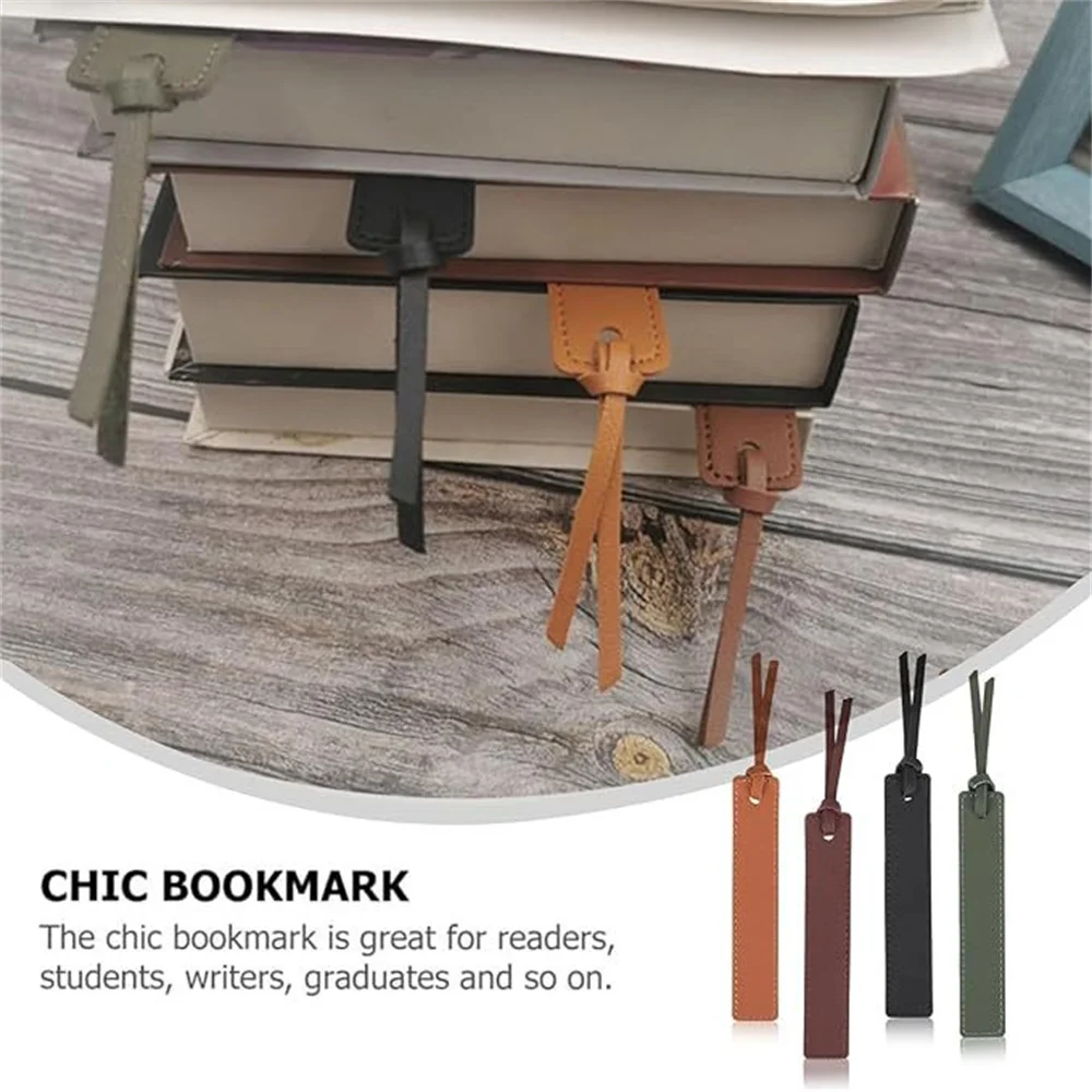 Pu Leather bookmarks stationery supplies leather bookmarks Multi-Color Sewn Book Mark Page Holder Divide Tags Reading Book Clip Student Stationery Accessories