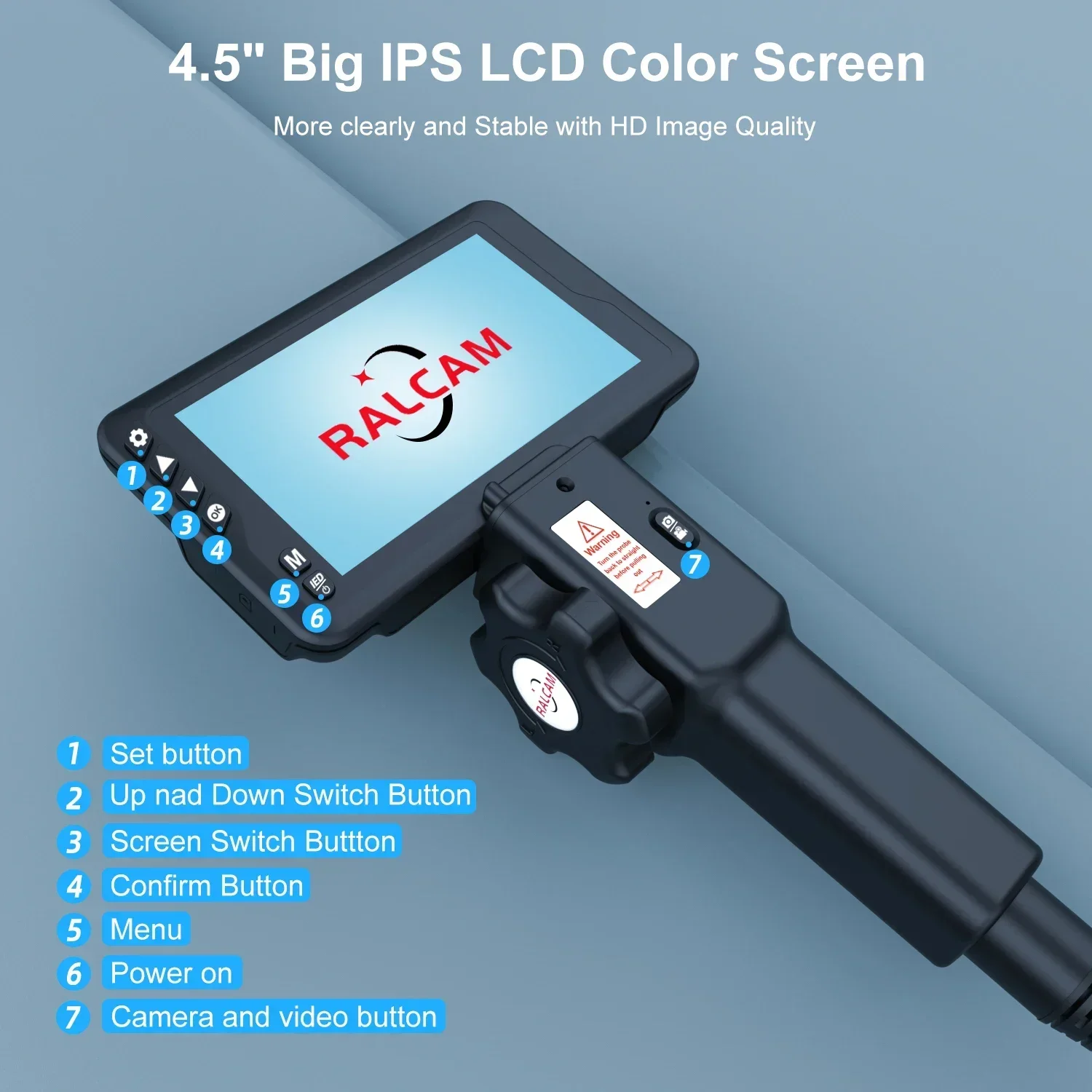 8.5mm 내시경 카메라 와이파이 4.5인치 IPS LCD 산업용 보어스코프 3.7V 6000mAh 비디오 내시경