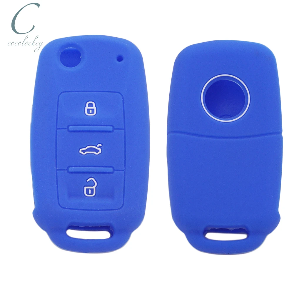 Cocolockey Flip Schlüsselanhänger Abdeckung Silikon für VW Golf MK6 Jetta Tiguan Polo Passta (02–08), 3 Tasten, klappbarer Fernschlüssel für Skoda – Detail 11