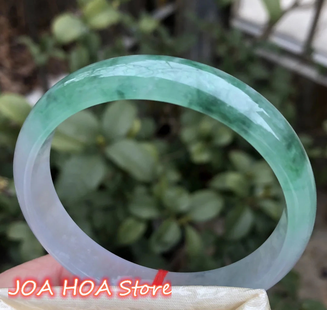 Exquisitely Hand-carved Quality Rare Ice Floating Flower Jadeite Bangle Natural A Grade Jade Bracelet Handring Emerald Jewelry