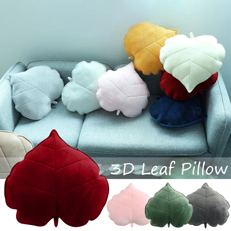 Creative Heart Shape Leaves Kids Pillow 3D Simulation Stuffed Plush Throw Pillow Home Decor Bedroom Sofa Pillow Car Cushion Gift