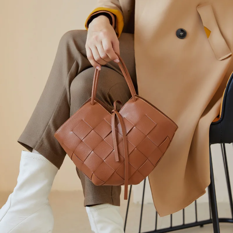 Loewe Woven Basket Bag in Tan