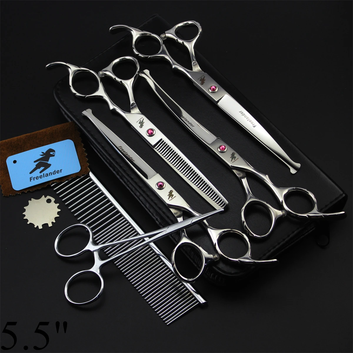 

Dog Grooming Scissors Round Tip 7" Safety Japan Stainless Thinning Shears Straight Scissors Dog Curved Shears Comb Dropshipping