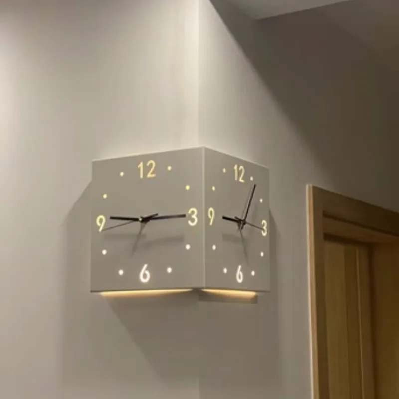 Doublesided Wall Clock Living Room Nordic Style Corner Corner Clock