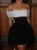 Fashion Backless 3d Bow Patchwork Mini Dress Elegant Strapless High Waist A-linen Dresses 2025 New Street Party Club Gown 1